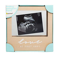 Pearhead Floating Sonogram Frame, Love at First Sight Ultrasound Frame, Gender-Neutral Baby Frame, Wooden