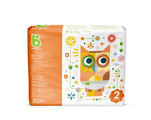 Babyganics Diapers Size 2 | Latex & Chlorine Free | Formulated with Seed Oil Blend | Maximum Leak Control | 30 Diapers