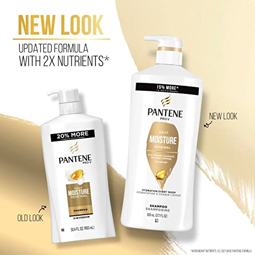 Pantene Shampoo Twin Pack With Hair Treament, Daily Moisture Renewal For Dry Hair, Safe For Color-Treated Hair (1,655 mL Total)