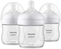 Philips Avent Natural Baby Bottle With Natural Response Nipple, Clear, 4oz, 3 pack, SCY900/03