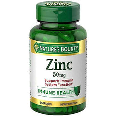 Nature's Bounty Chelated Zinc 50mg, Supports Immune Function and Maintain Body's Ability to Metabolize Nutrients, Maintains Healthy Skin and Bones, 200 Caplets