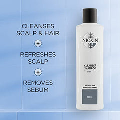 Nioxin System 2 Scalp Cleansing Shampoo with Peppermint Oil, For Natural Hair with Progressed Thinning, 16.9 fl oz