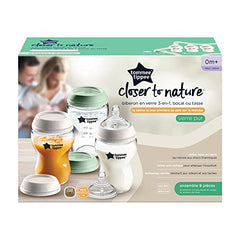 Tommee Tippee Closer To Nature 3 In 1 Convertible Glass Baby Bottles - 9oz, 3ct