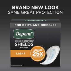 Depend Incontinence Shields for Men, Light Absorbency Disposable Pads, 58 Count