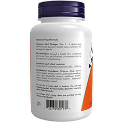 NOW Supplements L-Lysine 1000mg Extra Strength Tablets, 100 Count