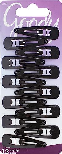 Goody Snap Hair Clips, 12 Classic Black Piece Value Pack for Women and Girls