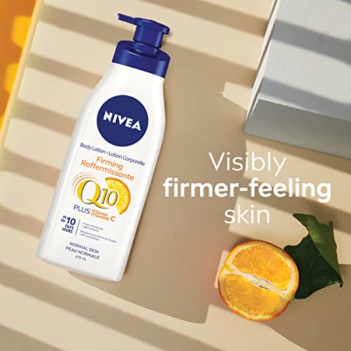 NIVEA Firming Body Lotion Q10+ Vitamin C, 473ml | Formulated with Shea Butter + Vitamin C + antioxidant Q10 for firmer-feeling skin