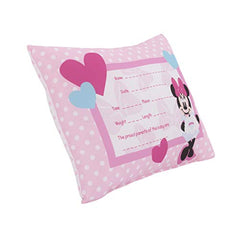 Disney Minnie Mouse Decorative Keepsake Pillow – Personalized Birth Pillow, Pink, 1 Count (Pack of 1) (6402709P)