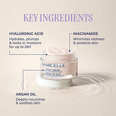 Marcelle Night Cream with Hyaluronic Acid, Vegan, Cruelty-Free, Clean Formula, Non-Comedogenic, Fragrance-Free, Paraben-Free, Mineral Oil-Free, Hypoallergenic, 50 mL