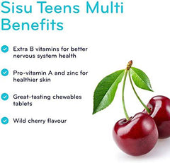 SISU Teens Multi, 90 Chewable Tablets - Multivitamin for Teens - Health & Stress Support - Gluten & Dairy Free - 45-90 Servings (Pack of 1)