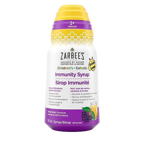 Zarbee's Children’s Immunity Syrup, Zinc, Honey, Elderberry, Vitamin D, Immune System + Antioxidants, 118 mL