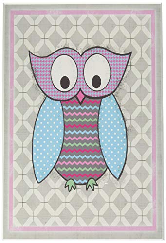 The Kids Room by Stupell Teal, Pink and Gray Owl Rectangle Wall Plaque