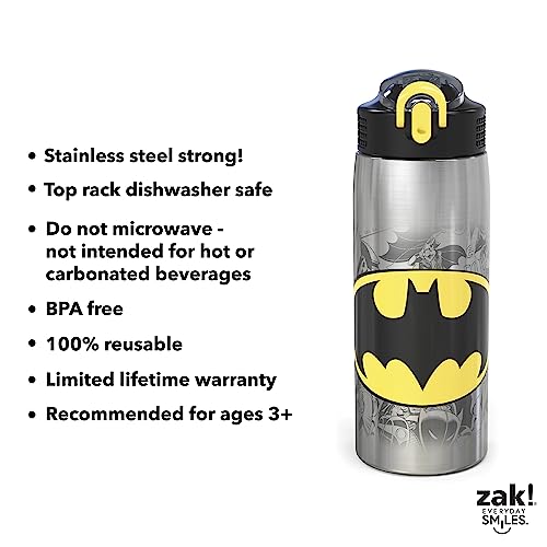 Zak Designs 27oz Harry Potter 18/8 Single Wall Stainless Steel Water Bottle  with Flip-up Straw and Locking Spout Cover, Durable Cup for Sports or