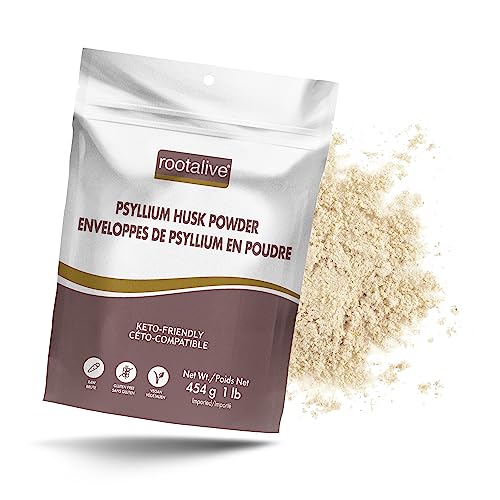 Rootalive - Psyllium Husk Powder, Psyllium Powder for Digestive Support, Unflavored Soluble and Insoluble Fibre, Vegan, Gluten-Free, 1lb