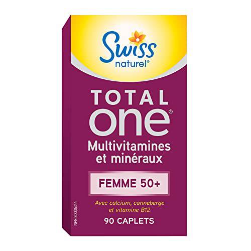 Swiss Natural Total One Multi Vitamin & Mineral | Women 50+ with Calcium, Cranberry & Vitamin B12, Without Iron | Daily Maintenance for Overall Health | No Preservatives or Dairy | 90 Caplets