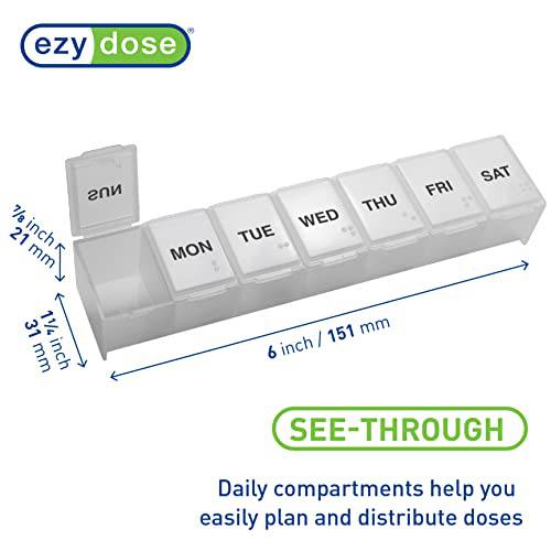 EZY DOSE Weekly (7-Day) Pill Organizer, Vitamin Planner, and Medicine Box, Large Compartments, Clear, Made in The USA