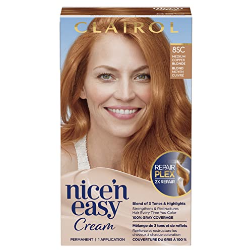 Clairol Nice'n Easy Permanent Hair Dye, 8SC Medium Copper Blonde Hair Color, 1 Count