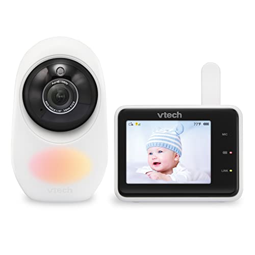 VTech 1080p Smart WiFi Remote Access Video Baby Monitor with Super-slim 2.8” Display, Night Light, RM2751 (White)