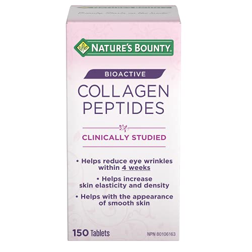Nature's Bounty Bioactive Collagen 2500mg Peptides, Helps Reduce Wrinkles, Clinically Studied, 150 Count