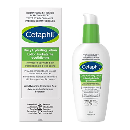 Cetaphil Daily Hydrating Lotion with Hyaluronic Acid - 24Hr Hydration - Fragrance-Free, Paraben-Free - For Dry and Sensitive Skin, 88ml