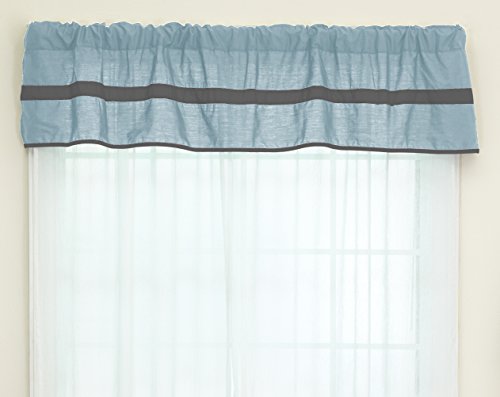 Baby Doll Bedding Solid Stripe Window Valance, Light Blue/Grey