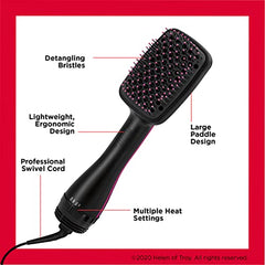 Revlon RVDR5212F Salon One-Step™ Hair Dryer Brush Styler, Tourmaline Technology™, Straightener Paddle Design, Multiple Heat Settings, Less Frizz, Detangling Bristles, Lightweight, Max Drying Power, Black