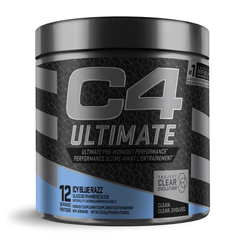 Cellucor C4 ultimate Pre-Workout Powder, Preworkout Supplement Drink for Energy - Icy Blue razz, 12 Servings, Icy Blue Razz, 274 gram