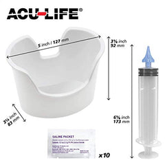 EZY DOSE ACU-Life Ear and Ear Wax Cleaner for Humans, Includes 10 Saline Packs, Syringe with Tri-Stream Tip and Basin, Various