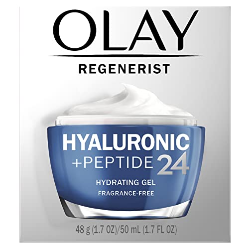 OLAY REGENERIST HYALURONIC ACID + PEPTIDE24 GEL FACE MOISTURIZER, FRAGRANCE-FREE, 50ML + OLAY REGENERIST MICRO-SCULPTING CREAM TRIAL/TRAVEL SIZE 15mL GIFT SET