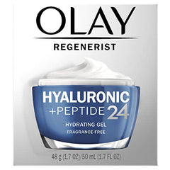 OLAY REGENERIST HYALURONIC ACID + PEPTIDE24 GEL FACE MOISTURIZER, FRAGRANCE-FREE, 50ML + OLAY REGENERIST MICRO-SCULPTING CREAM TRIAL/TRAVEL SIZE 15mL GIFT SET