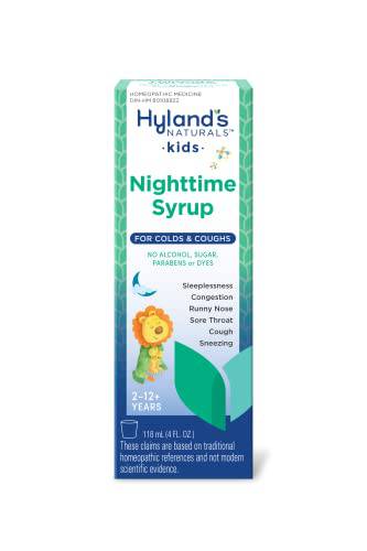 Hyland's Cold Medicine for Kids Ages 2+ by Hylands, Cold and Cough 4 Kids Nighttime, Cough Syrup Medicine for Kids, Decongestant, Allergy and Common Cold Symptom Relief, 4 Fl Oz Each