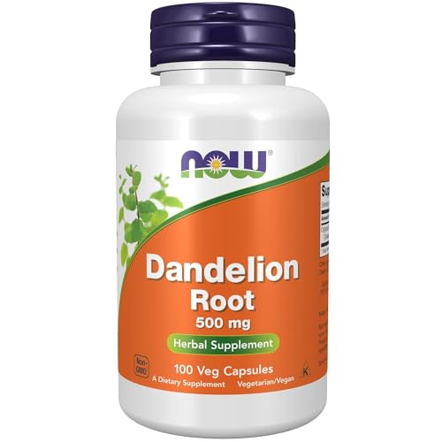 NOW Supplements Dandelion Root 500mg Capsules, 100 Count