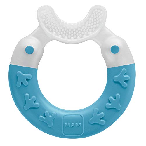 MAM Baby Toys, Teething Toys, Bite and Brush Teether, Boy 3+ Months (1 Count), MAM Baby Toothbrush Teether for Baby Boy Teething Pain, Baby Essentials, 75 Servings