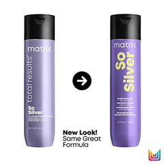 Matrix So Silver Purple Shampoo, Neutralizes Yellow Tones, Neutralizes Brassy Tones, Tones Blonde and Silver Hair, For Blonde, For Silver Hair, For Grey Hair, 300ml (Packaging May Vary)