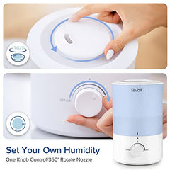 Levoit Humidifier for Bedroom Large Room, 3L Cool Mist Top Fill Quiet Humidifier for Baby Nursery and Plants, 360° Nozzle, Rapid Humidification for Home Whole House, Blue (Dual 150)