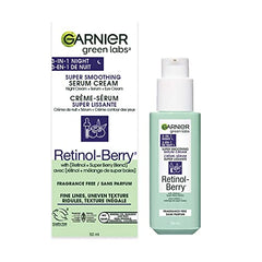 Garnier Green Labs Retinol-Berry Super Smoothing Serum Cream, With Pure Retinol + Hyaluronic Acid + Super Berry Blend, 3-In-1 Night Eye Cream, Fragrance-Free, 50 ml