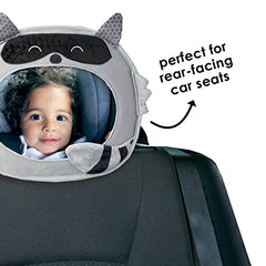 Diono Easy View™ Racoon Character Baby Car Mirror, Safety Car Seat Mirror for Rear facing Infant, Fully Adjustable, Wide Crystal Clear View, Shatterproof, Crash Tested