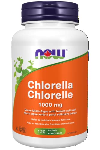 NOW Supplements Chlorella 1,000 mg Broken Cell Wall Tablets, 120 Count