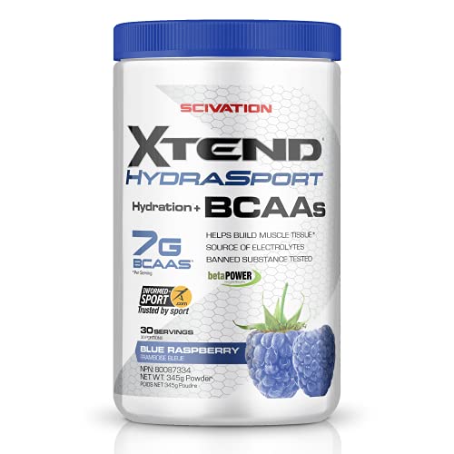 XTEND Hydrasport BCAA Powder Blue Raspberry | Informed-Sport Certified + Sugar Free Post Workout Muscle Recovery Drink with Amino Acids | 7g BCAAs for Men & Women | 30 Servings