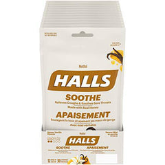 HALLS Menthol Honey Vanilla 30 Count Bag, Pack of 12