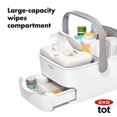 OXO Tot - Diaper Caddy with Changing Mat - Portable for Baby Diaper Changing Anytime, Anywhere - Gray