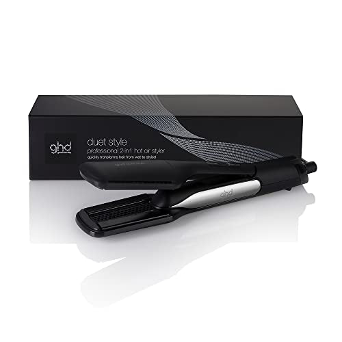 ghd Duet Hair Style | 2-in-1 Hot Air Flat Iron Hair Straightener from Wet to Styled | Black