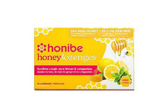 Honibe 100% Pure Honey Lozenges, Made in Canada, Soothes Sore Throat, With Menthol & Eucalyptus, 1 pack (10 lozenges), Natural Lemon