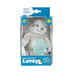 Dr. Brown's Baby Lovey Pacifier & Teether Holder, Sloth with Grey HappyPaci, 100% Silicone, 0-6m