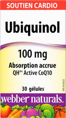 Webber Naturals Ubiquinol QH Active Coenzyme Q10 (CoQ10) 100mg, 30 Softgels, Enhanced Absorption and Higher Concentration, Premium CoQ10 for Energy, Antioxidant, and Heart Support