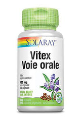 SOLARAY – Vitex Berry, 400mg | PMS Herbal Support | Vitex Agnus-Castus, Whole Berry | Dietary Supplement | Vegan, Lab Verified | 100 Vegetarian Capsules