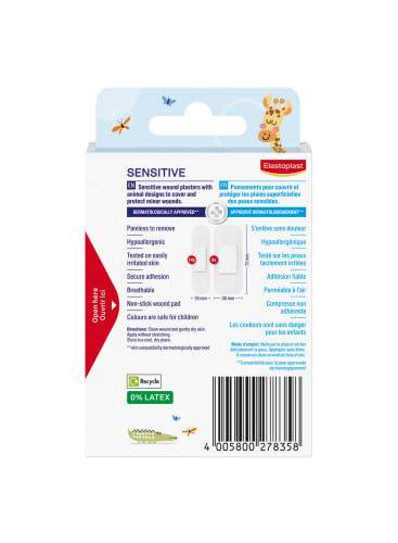 Elastoplast Sensitive Kids Bandages | 20 Strips, 2 sizes | Hypoallergenic | Extra skin-friendly | Soft & Breathable Material | Painless to Remove | Latex Free