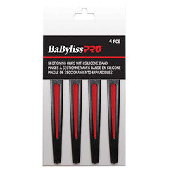 BaBylissPRO Sectioning Clips with Silicone Band, 4 per box