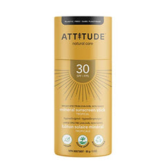 ATTITUDE Sunscreen Stick, Broad Spectrum UVA/UVB, Plastic-free, Hypoallergenic, Plant and Mineral-Based Formula, Vegan and Cruelty-free Sun Care Products, SPF 30, Tropical, 85 grams