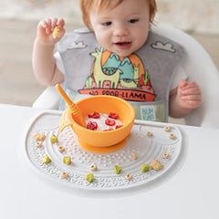 Bumkins Baby Silicone Sensory Placemat, for Babies and Toddlers, Suction Mat for Restaurants, Stick On High Chair or Table, Eating Finger Foods, Baby Led Weaning Essentials, Ages 6 Months Up, Marble